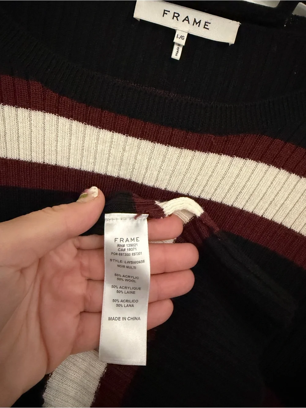 Frame Striped Ribbed Top Like New! - Picture 6 of 6